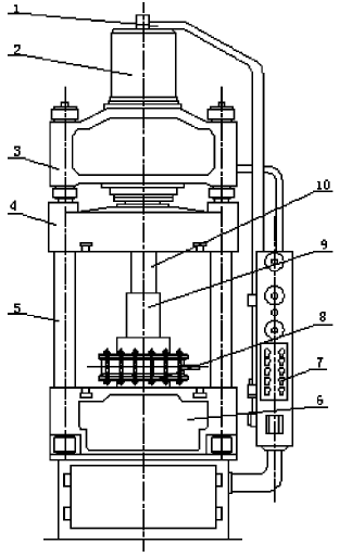 油壓機(jī)與閥體模壓示意圖